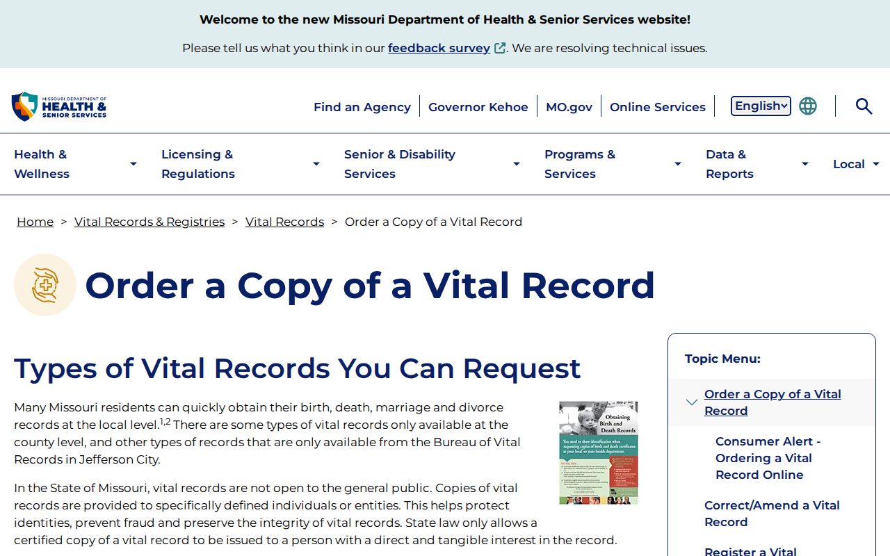 Nixa residents directory Missouri vital record ordering instructions
