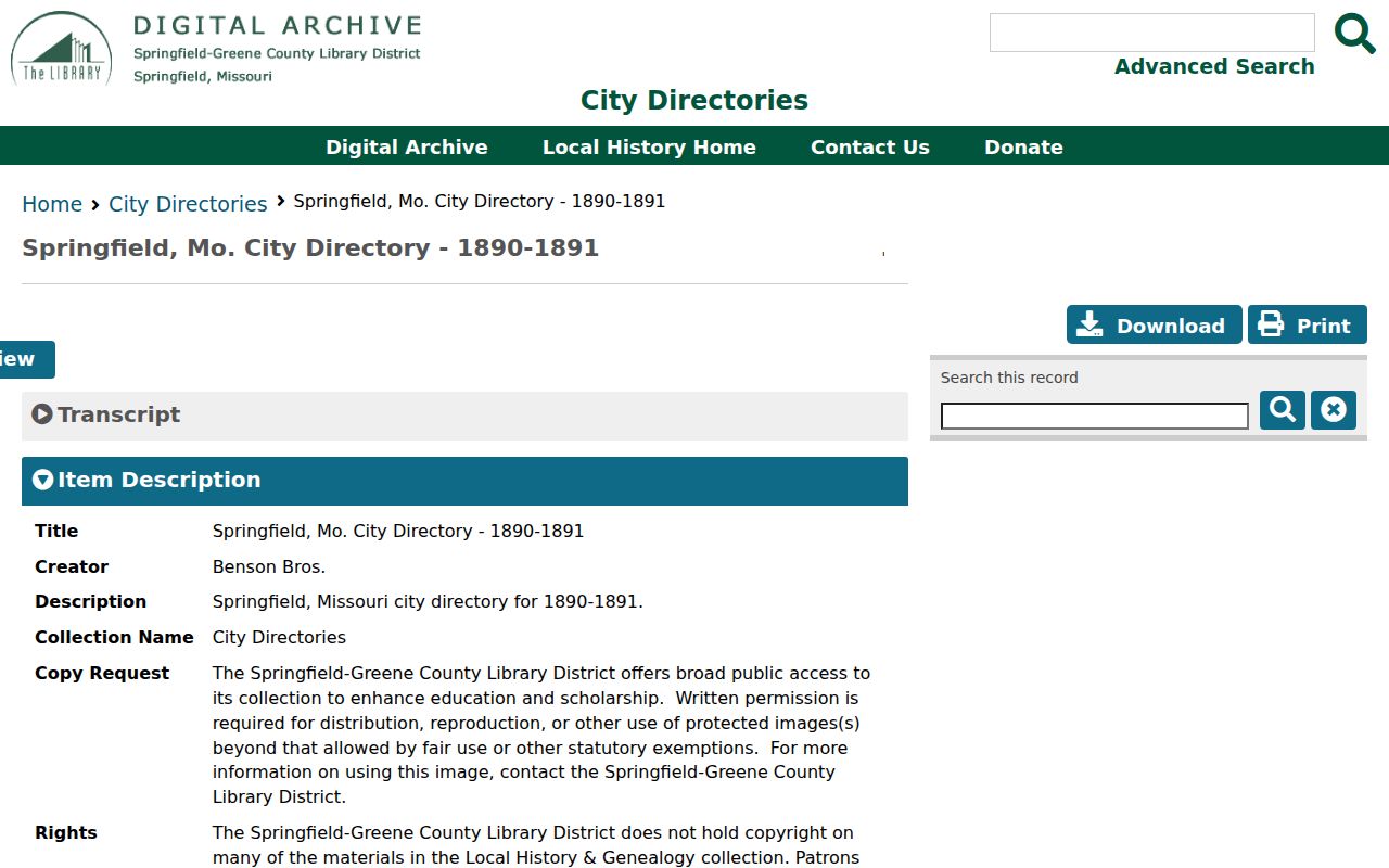 Nixa previous residents research using a digitized Springfield directory