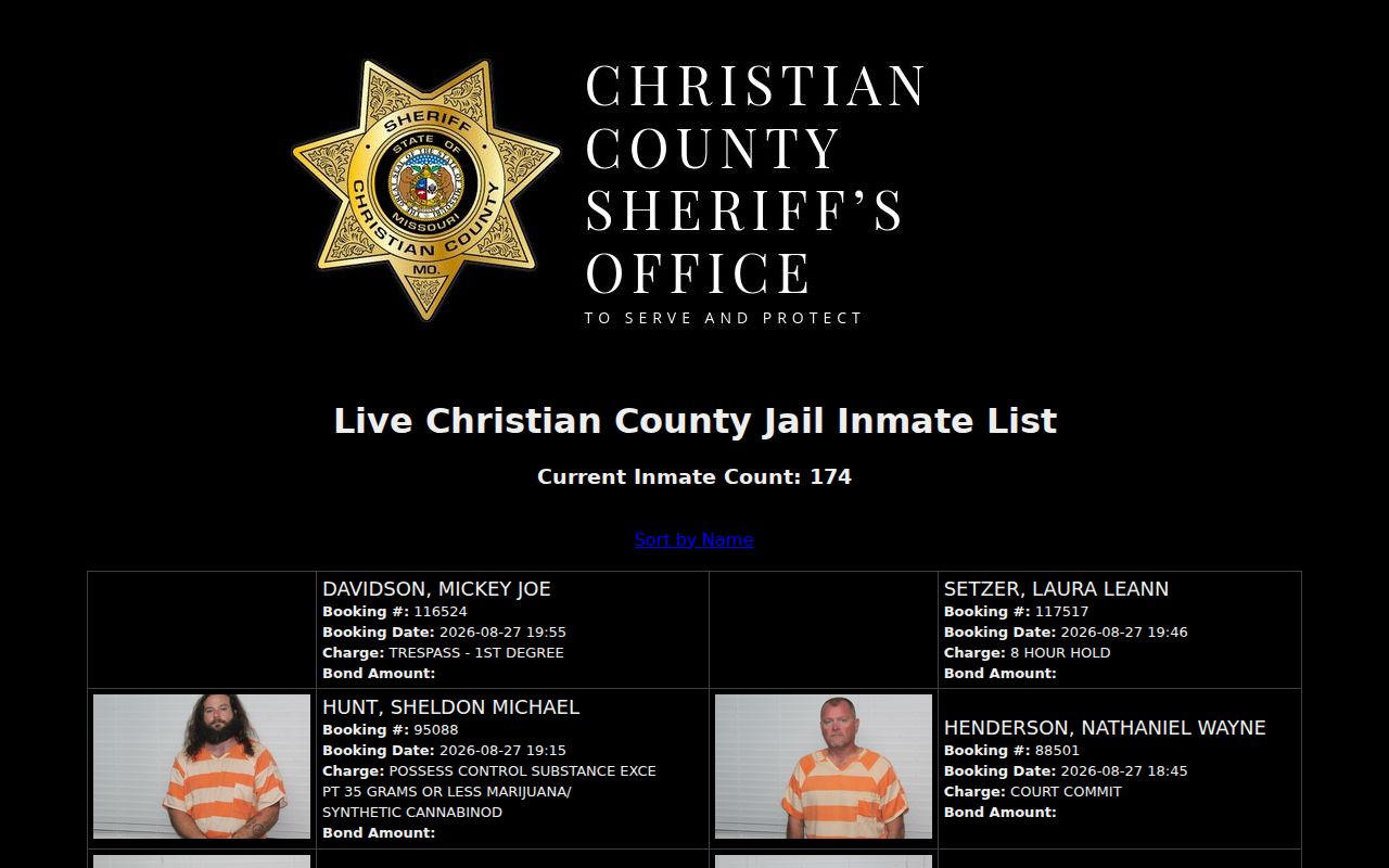 Nixa resident lookup Christian County live inmate list