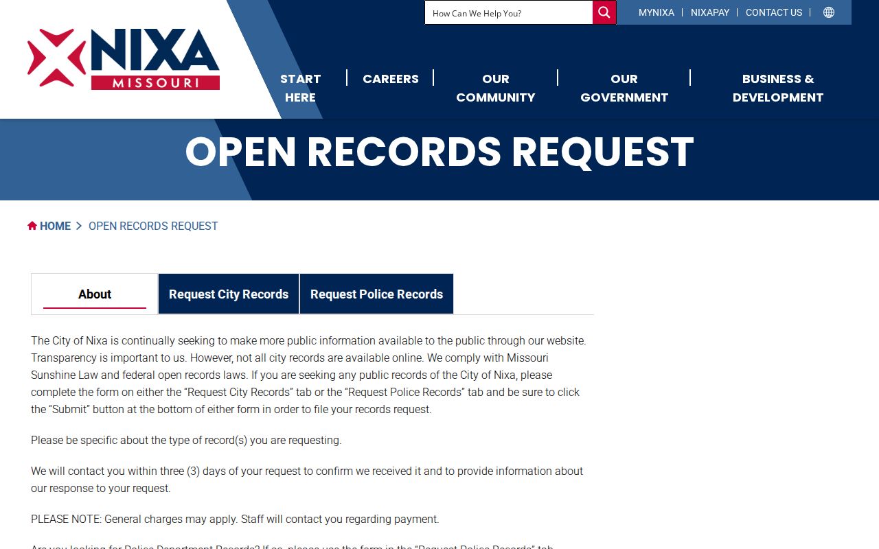 Nixa residents directory open records request page